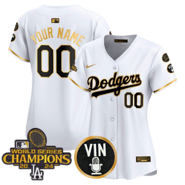 Women Los Angeles Dodgers Custom  Gold Vapor Premier Limited white MLB Nike Jersey 2025 style 3